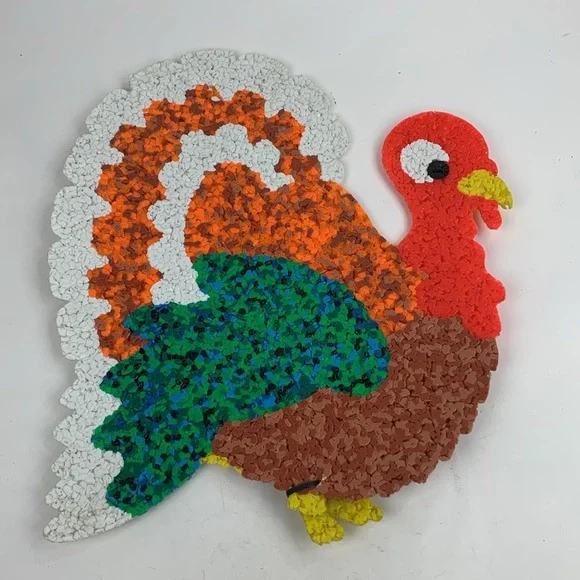 Vintage Melted Popcorn Wall Decoration Thanksgiving Large Turkey Collectible